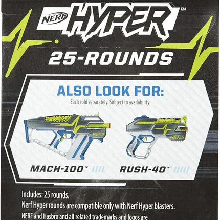 Nerf Hyper 25-Round Boost Refill, Includes 25 Hyper Rounds, for Use Hyper Blasters, Stock Up Hyper Games,Multi