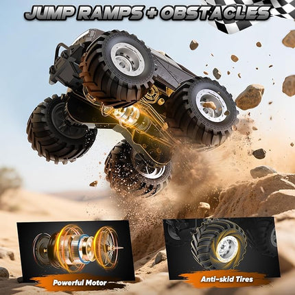 Remote Control Car for Boys 4-7, All Terrain Upright Walking Remote Control Truck, 1:24 Off-Road Pick-up RC Cars with 360°Spins, Light, Rechargeable RC Truck for Boys 8-12 Christmas Birthday Gift