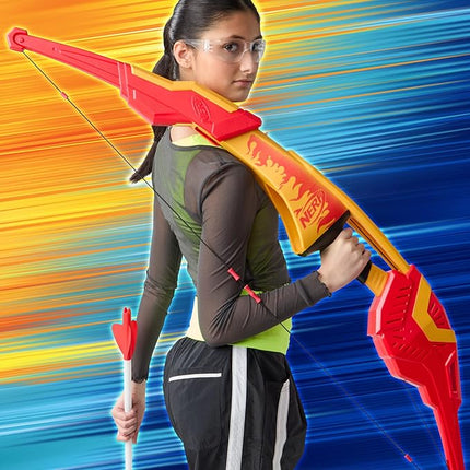 Nerf Pyrostrike Megabow, 42-Inch Bow Fires Arrows Up to 105 Feet, 2 Arrows with Soft Tips, Kids Outdoor Toys & Gifts, Ages 10+ (Amazon Exclusive)