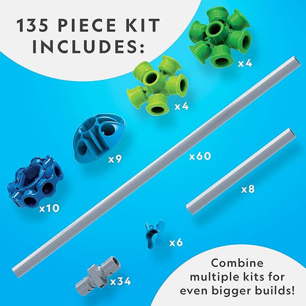 NATIONAL GEOGRAPHIC Kids Fort Building Kit - 135-Piece Indoor Fort Builder, Creative Play, STEM Building Toys for Kids Ages 6 7 8 9 10 11 12, Blanket Fort (Amazon Exclusive)