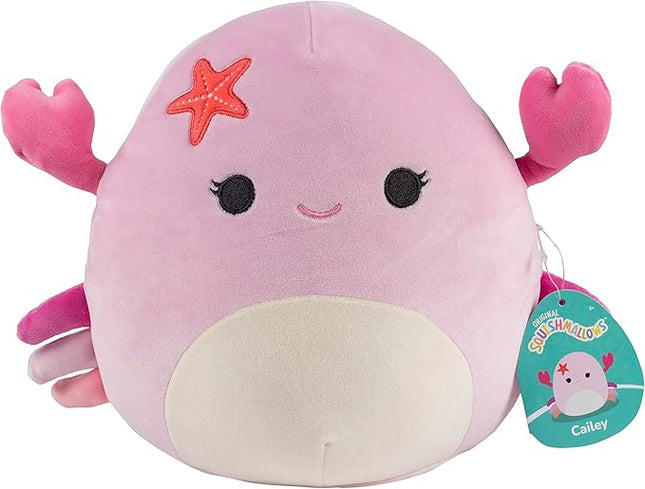 Squishmallows Original 10-Inch Cailey The Pink Crab - Official Jazwares Plush - Collectible Soft Squishy Stuffed Animal Toy - Gift for Kids, Girls & Boys - Add to Your Squad