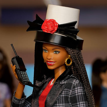 Barbie Signature Doll, Clueless Dionne Collectible with Black-and-White Plaid Suit, Top Hat, & Cell Phone Accessory
