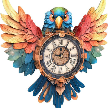 3D Wooden Puzzles for Adults Parrot Clock - Wall ‌‌Clock Puzzle Xmas Room Model Building Kit Creative Art Craft Gift Home Decor for DIY Enthusiasts, Brain Teaser Building Set Birthday Gifts