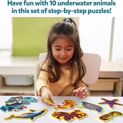 Skillmatics Step by Step Puzzles - 41 Piece Jigsaw & Toddler Puzzle, Montessori Educational Toy for Boys & Girls, Underwater Animals, Travel Friendly, Gifts for Kids Ages 3, 4, 5 and Up