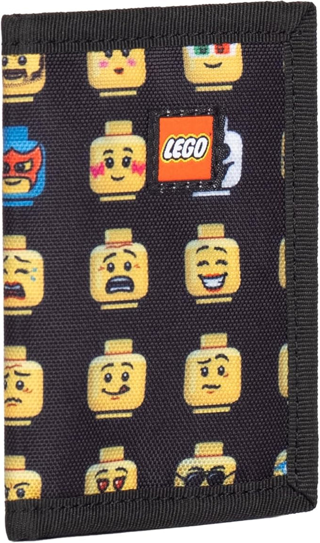 LEGO Trifold Wallet, Kids Unisex Wallet for Boys and Girls, with Clear ID Window, Card and Cash Pockets and Secure Hook and Loop Closure, Minifigure