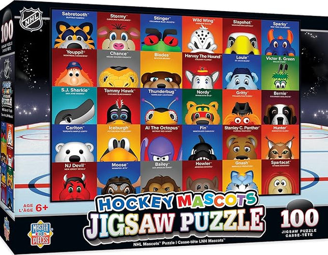 MasterPieces 100 Piece Sports Puzzle for Kids - NHL Mascots 100pc Puzzle - 14"x19"