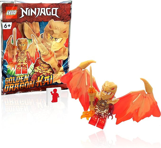 LEGO NINJAGO Crystalized Minifigure - Kai (Golden Dragon) with Wings and Gold Fire Sword