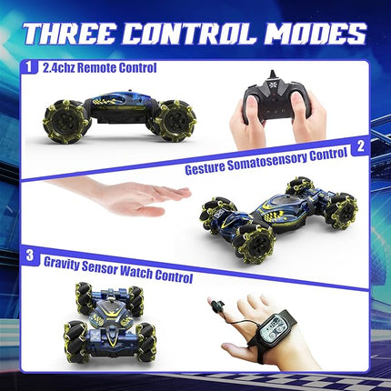 Gesture Sensing RC Stunt Car Toys for Boys Girls 6-12, 4WD Drift Hand Controlled Car Offroad 360° Rotation with Lights Music for Kids Age 7 9 10 11 12 Years Old Birthday Xmas Gifts