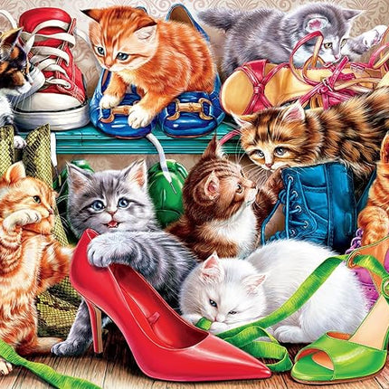 Buffalo Games - Shoe Closet Kittens - 750 Piece Jigsaw Puzzle for Adults -Challenging Puzzle Perfect for Game Nights - Finished Size is 24 x 18