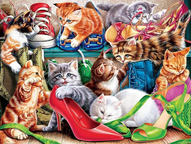 Buffalo Games - Shoe Closet Kittens - 750 Piece Jigsaw Puzzle for Adults -Challenging Puzzle Perfect for Game Nights - Finished Size is 24 x 18
