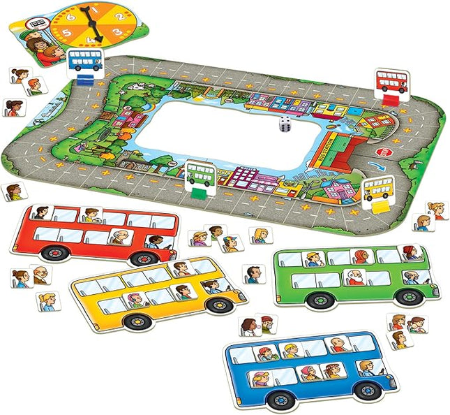 Orchard Toys Moose Games Bus Stop Game. A Fun Introduction to Addition and Subtraction. Pick up and Drop Off Passengers on Your Bus. for Ages 4-8 and for 2-4 Players