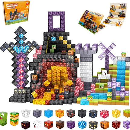 100 PCS Magnetic Blocks Building Toys, Build 3D Magnetic Building Blocks Set for Kids Ages 3+, Magnet Blocks STEM Sensory Educational Christmas Birthday Gifts Construction Toys