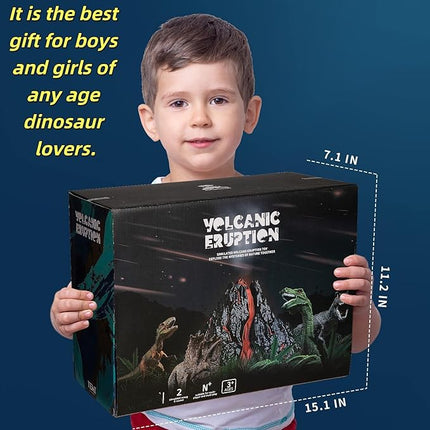 Large Volcano Set with 9 Realistic Dinosaur Action Figures for Kids 2 3 4 5 6 8 10 Years, Simulated Volcanic Eruptions w/Sounds, Volcano Can Store Dinos, Gift for Toddlers Boys & Girls
