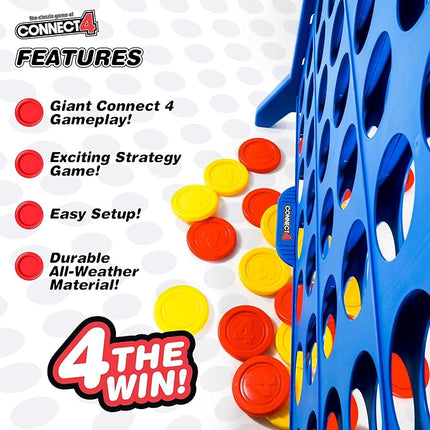 Giant Connect 4: Hasbro's Original Connect4 Game Super-Sized - 46.5 inch All-Weather Official Four in a Row Board Game - Indoor or Outdoor Connect4 Fun for Adults and Family