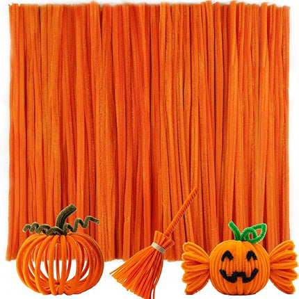 Caydo 200 Pieces Orange Pipe Cleaners Craft Chenille Stems for DIY Art Creative Crafts Party Decorations (12 Inch x 6 mm)