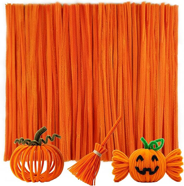 Caydo 200 Pieces Orange Pipe Cleaners Craft Chenille Stems for DIY Art Creative Crafts Party Decorations (12 Inch x 6 mm)