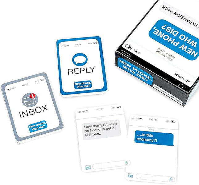 New Phone, Who Dis? Expansion Pack by Relatable, Designed to Add to New Phone, Who Dis? Core Games, The Viral Card Game for Adults, Great for Party Games, Includes 45 Inbox Cards and 135 Reply Cards