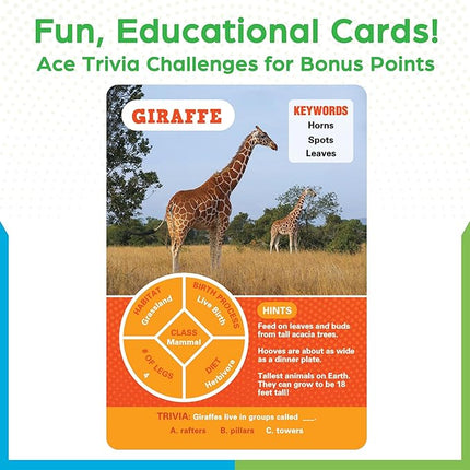 BenBen Guess Animal Card Games for Kids Family, 100 Cards, Educational Board Games for Travel, Classroom, Camping, Party, Car, Airplane, Road Trip Activities for Boys, Girls Ages 5+