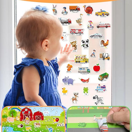 Reusable Sticker Book for Toddlers 2-4 Years, Stickers for Kids, Toddler Sticker Book Ages 1-3, Toddler Craft Activities, Toddlers Travel Toys Ages 2+ Boy Girl Birthday Gifts