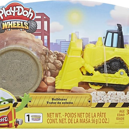 Play-Doh Wheels Mini Bulldozer Toy with 1 Can of Non-Toxic Stone Colored Buildin' Compound