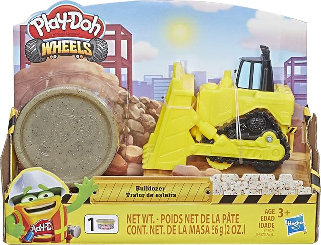 Play-Doh Wheels Mini Bulldozer Toy with 1 Can of Non-Toxic Stone Colored Buildin' Compound