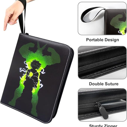 Trading Card Binder for Anime Cards,4 Pocket with 60 Sleeves up to 480 Cards,Waterproof Card Storage Bag with Removable Sleeves for Anime and TCG Cards
