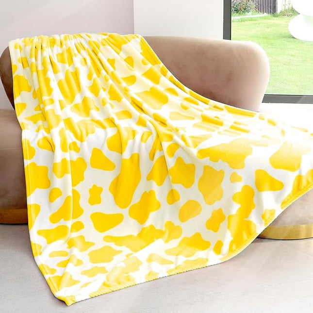 Yellow Fleece Blanket Twin Size Lightweight Fuzzy Soft Throw 60x80 Inch Light Yellow Twin Blanket for Couch Bed Sofa Camping Traveling