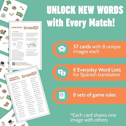 Spanish Learning Game - Fun Bilingual Card Game for Kids & Families | Learn 57 Everyday Words Through Play | Educational Gift for Classroom or Home (EVERYDAYWORDS001)