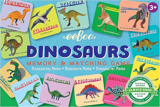 eeBoo: Memory & Matching Game- Little Dinosaurs- 18 Pairs to Match & Memorize, Encourages Recognition & Concentration Skills, Kids Ages 3+