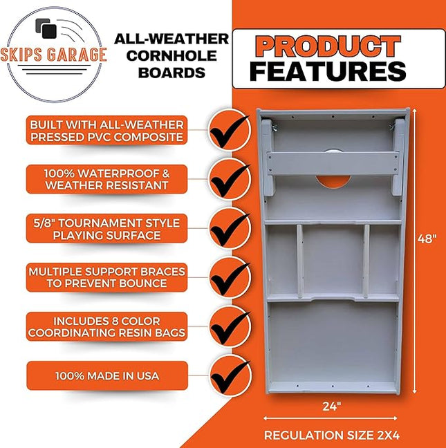 USA Large Stars & Stripes Faded All-Weather Cornhole Boards - Regulation Size Weatherproof Cornhole Game - Official ACA, ACL Tournament Set