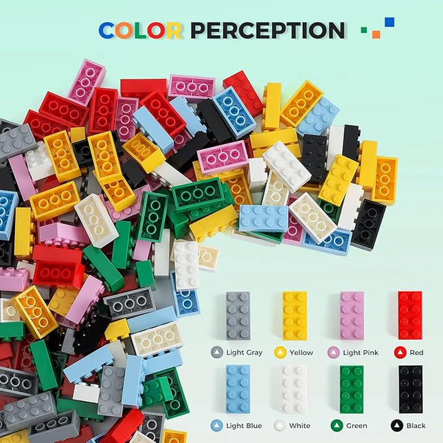 2x4 Bricks 500 Piece Classic Building Bricks and 1 Gray Baseplate, 2x4 Bricks Bulk Creative Building Toys, Blocks Bulk for Kids Ages 6+, 8 Colors