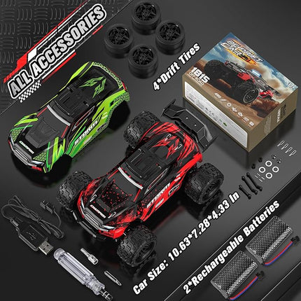1:18 RC Cars, 2.4GHz 4WD High Speed 40 KM/H Remote Control car with Drift Wheel, All Terrain Off Road Monster Truck RC Drift Car with Gyro for Adults Boys 8-12