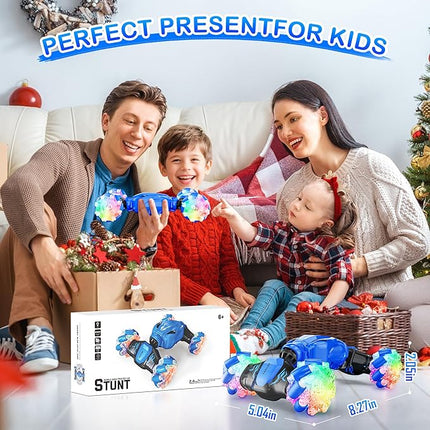 Remote Control Car for Boys 4-7 2.4ghz 4WD Rc Car 360° Rotate Transform Drift with Lights,All Terrains Rc Stunt Car Toys for Boys 6-8 8-12 Birthday