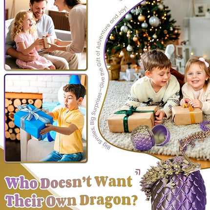 12 Inch 3D Printed Dragon - Mystery Surprise Egg with Flexible Articulated Dragon Inside, Cool Dragons Toys for Boys Kids Age 5-7