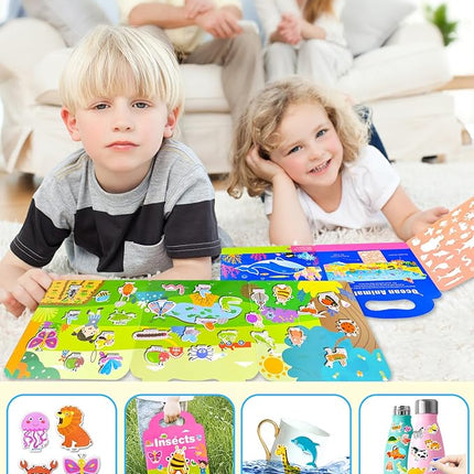 Reusable Sticker Book for Toddlers 2-4 Years, Stickers for Kids, Toddler Sticker Book Ages 1-3, Toddler Craft Activities, Toddlers Travel Toys Ages 2+ Boy Girl Birthday Gifts