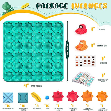 STEM Logic Road Builder Toys: Board Games Toys for 5 Year Old Kids Montessori Brain Teaser Puzzles Educational Learning Activities Toy for Kid Ages 3 4 6-8 12 Boys Girls Gifts (Blue, 50PCS)