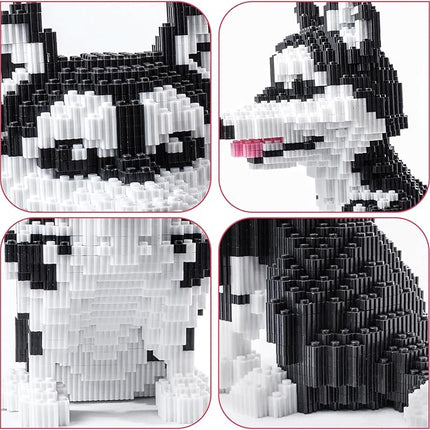 Micro Dog Building Husky Set, DIY Animal 3D Puzzle Building Toy Bricks Set, Educational Particle Building Blocks Toys Kits Gifts for Kids or Adults (4800 Pieces)