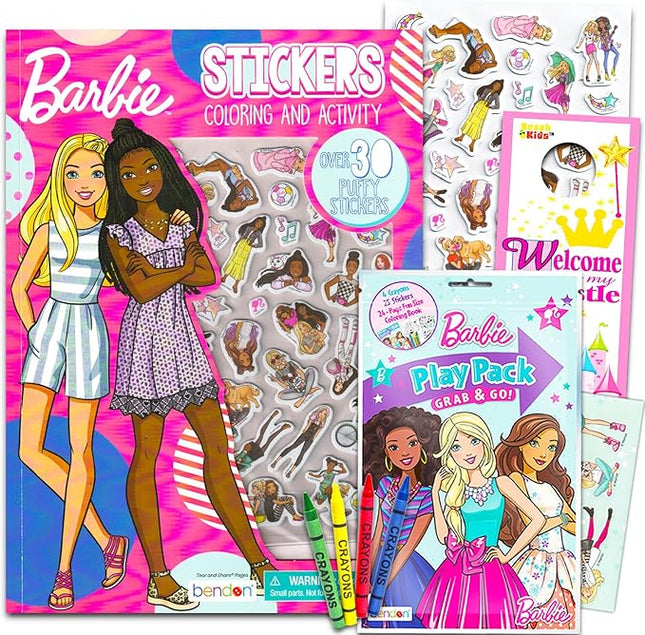Barbie Coloring & Activity Books for Kids Ages 4-8 - Bundle with Puffy Stickers & Play Pack