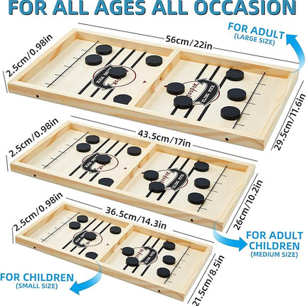 Fast Sling Puck Game - 2 in1 Chess Board and Desktop Battle Super Winner Game,Fast Action Wooden Air Hockey Board Game,Adults and Kids Family Friend Funny Slingshot Game Toys
