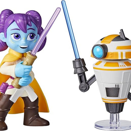Star Wars: Young Jedi Adventures Pop-Up Lightsaber Duel, LYS Solay & Training Droid Action Figures, 4-Inch Scale Toys, Preschool Toys for 3 Year Old Boys & Girls