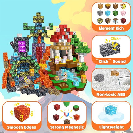 208 PCS Magnetic Blocks Building Toys, Build 3D Magnetic Building Blocks Set for Kids Ages 3+, Magnet Blocks STEM Sensory Educational Christmas Birthday Gifts Construction Toys