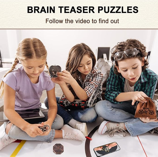 9 PCS Metal Brain Teaser Puzzles Logic Metal Puzzle for Adult Toy Lock Puzzles Gift for AdultsTeenagers (9 PCS Edition B)