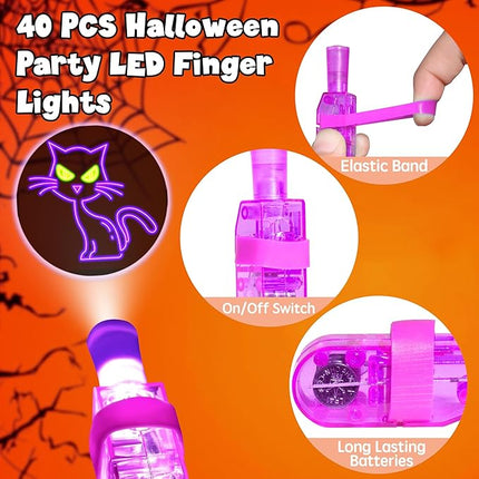 40 PCS Halloween Party Favors for Kids Light Up Finger Lights, Halloween Glow in the Dark Toys Bulk Goodie Bags Stuffers Fillers Non Candy Trick or Treat Toys Halloween Prizes Classroom Party Supplies