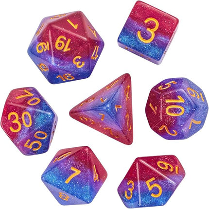 HDdais 7PCS DND Dice Bisexual-Pride Polyhedral Dice Set D&D Homosexual Flag for RPG and Other Tabletop Games