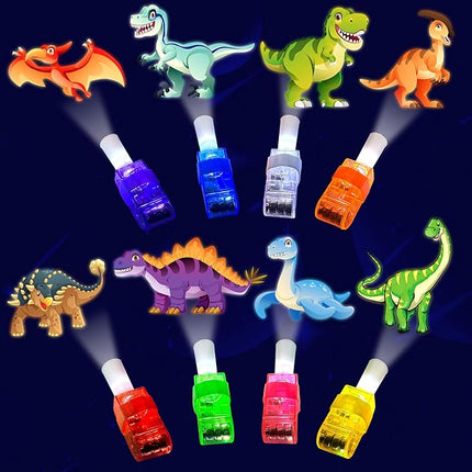 24PCS Dinosaur Party Favors-LED Finger Lights：Glow-in-the-Dark Light-Up Toys Bulk for Kids Boys Girls,Dino Birthday Party Decorations Supplies, Party Goodie Bags, Classroom Prizes, Fun Gifts
