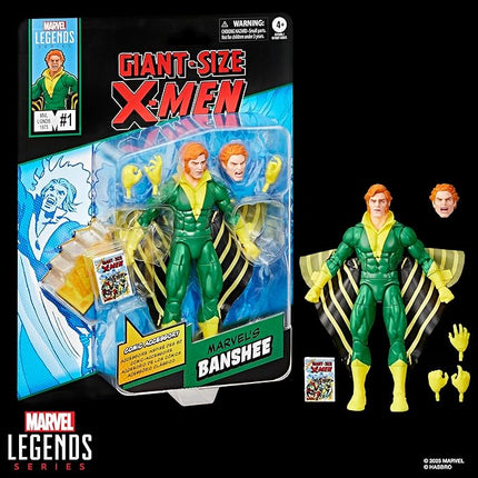 Marvel Legends Series Banshee, Giant-Size X-Men #1 (1975) Comics-Inspired Collectible 6-Inch Scale Action Figure with Character-Sized Comic Accessory