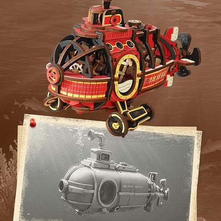 ROKR Pendulum Balance Toy, 3D Wooden Puzzles for Adults, Retro Deep-Sea Adventurer, DIY Craft Wood Puzzle Kit, Unique Gift for Men Women