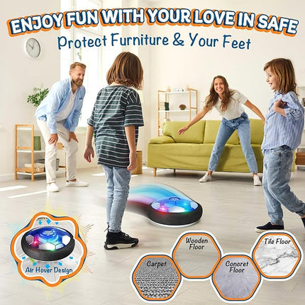 4-in-1 Hover Soccer Ball Set, Rechargable Air Floating Soccer Toy with LED Lights, Indoor & Outdoor Kids Sports Toys, Christmas Birthday Gifts for Boys Girls Aged 3 4 5 6 7 8-12