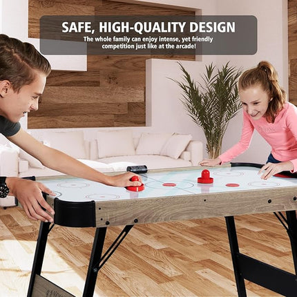 Foldable Air Hockey Table, 48" Indoor Air Hockey Arcade Table Gaming Set with 2 Pucks, 2 Pushers, Electronic Score Systems for Adults and Kids, Home Game Room, Family Recreation