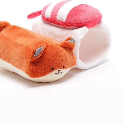 Anirollz Foxiroll Plush in Shrimp Sushi Outfitz – Kawaii Fox Stuffed Animal with Removable Costume – Cute 6” Squishy Plush Toy Gift for Girls & Kids